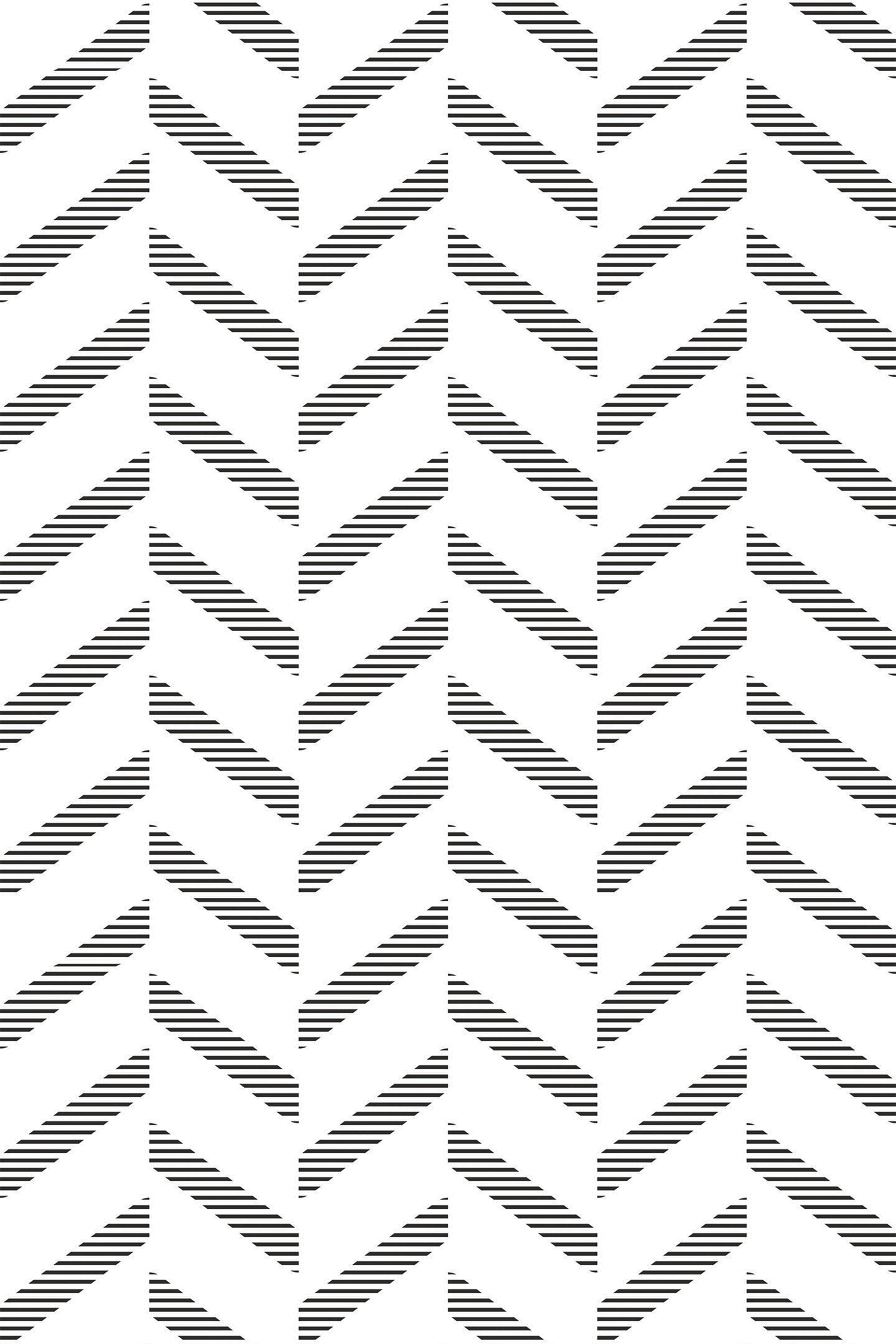 Black and white striped herringbone pattern with diagonal lines forming chevron-shaped stripes. Peel and stick removable wallpaper.