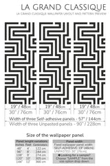 black and white geometric peel and stick wallpaper specifiation