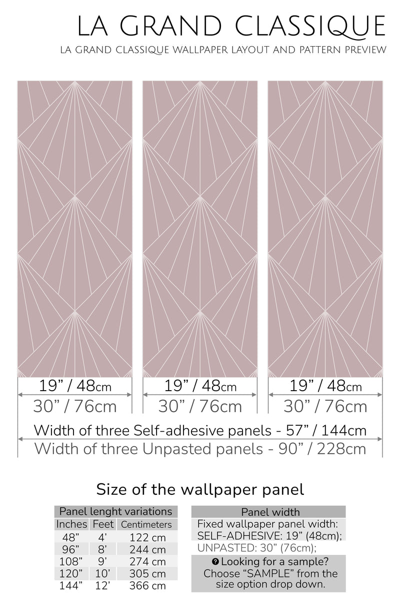 art deco geometric peel and stick wallpaper specifiation