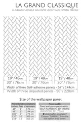 herringbone tile peel and stick wallpaper specifiation