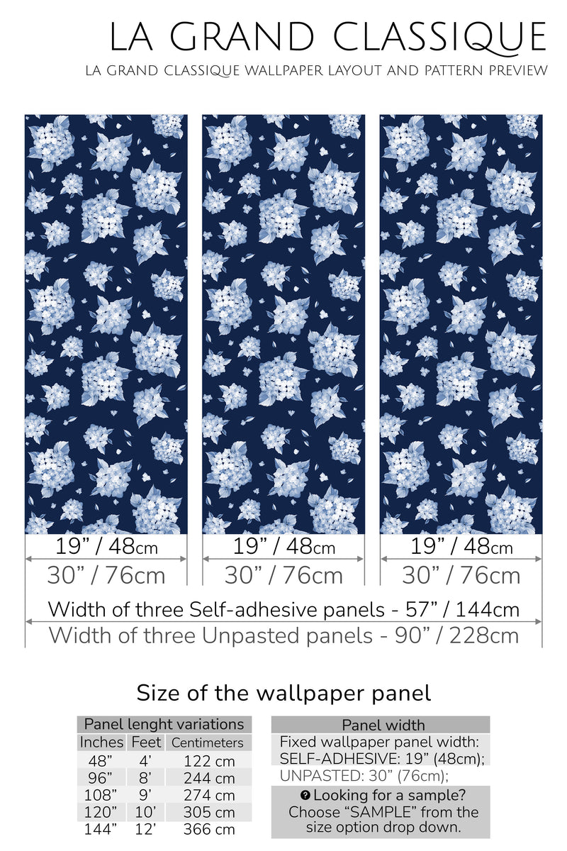 blue flower peel and stick wallpaper specifiation