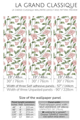 girly floral peel and stick wallpaper specifiation