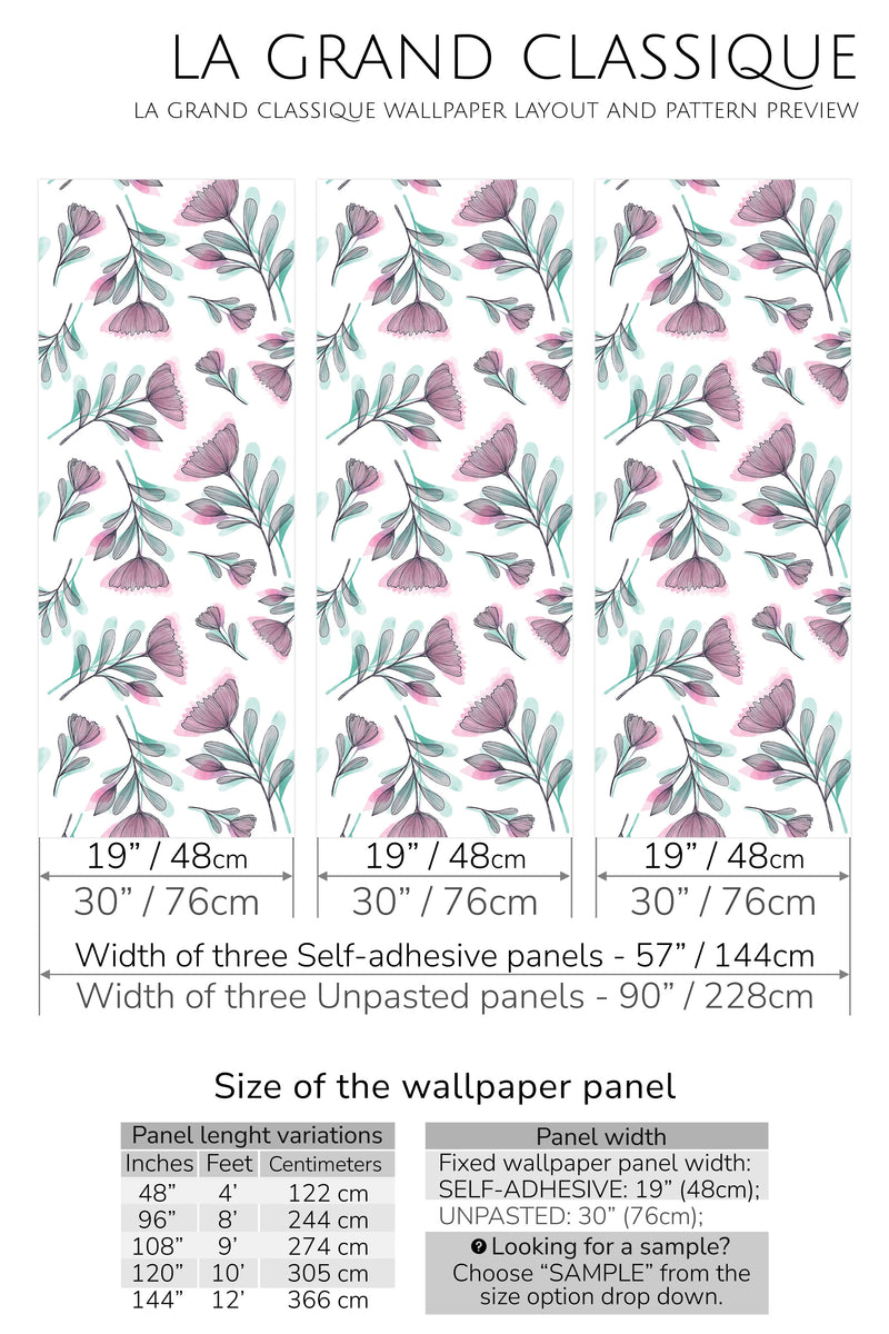 watercolor flowers peel and stick wallpaper specifiation
