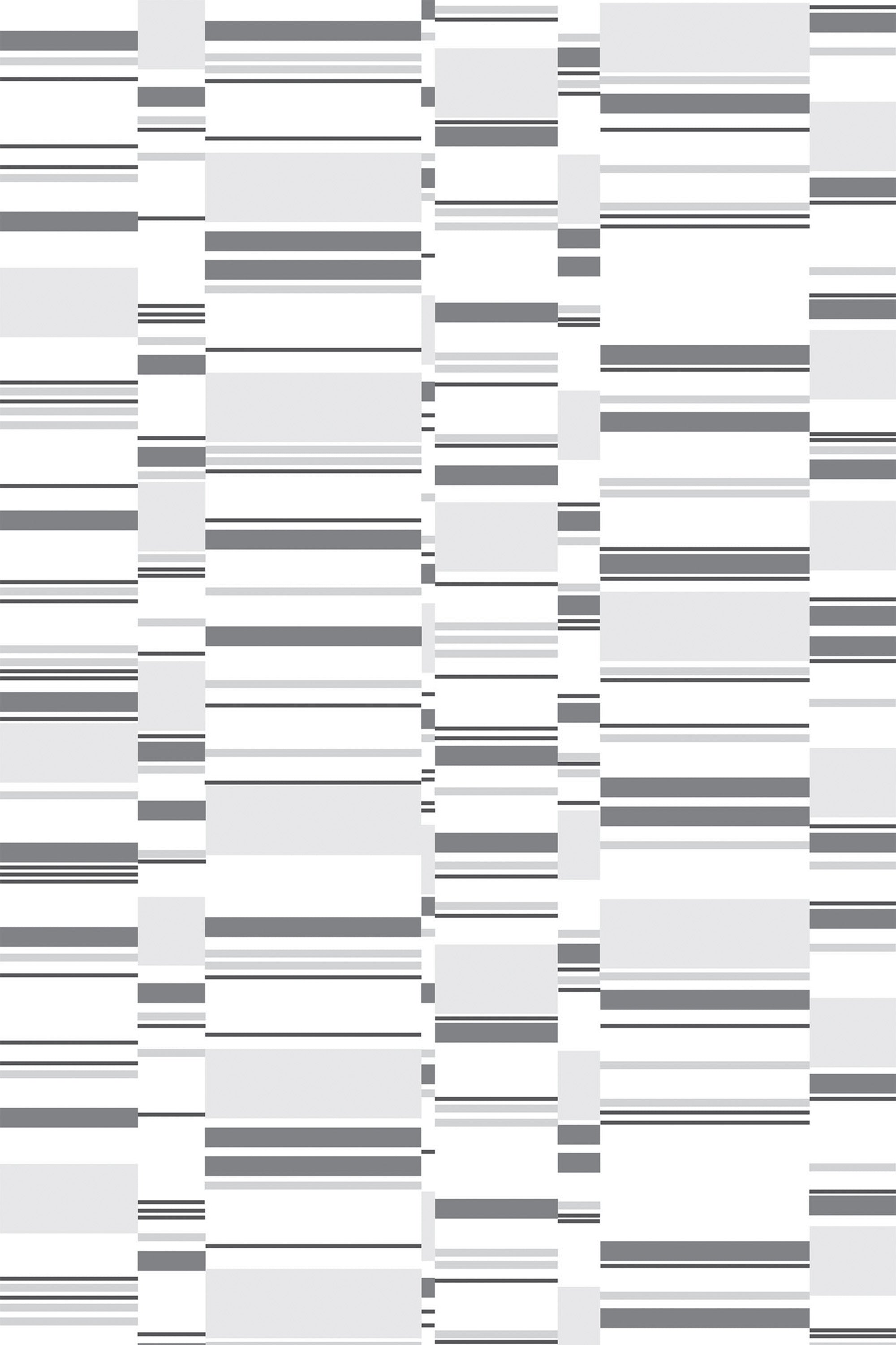 An abstract pattern with varying horizontal gray and white stripes of different thicknesses, creating a modern and dynamic visual texture. Peel and stick removable wallpaper.