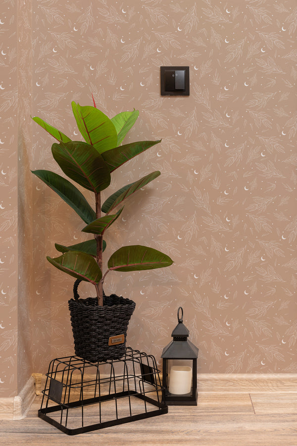 hallway interior green plant black lantern simple nursery temporary wallpaper
