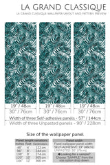blue tropical leaf peel and stick wallpaper specifiation