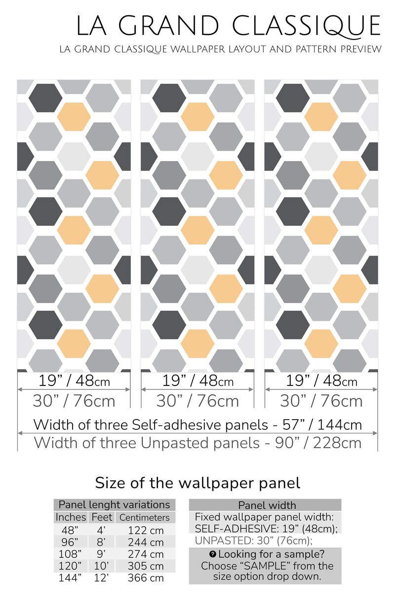 colorful hexagon peel and stick wallpaper specifiation
