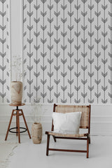 modern living room rattan chair decorative vase boho arrow pattern