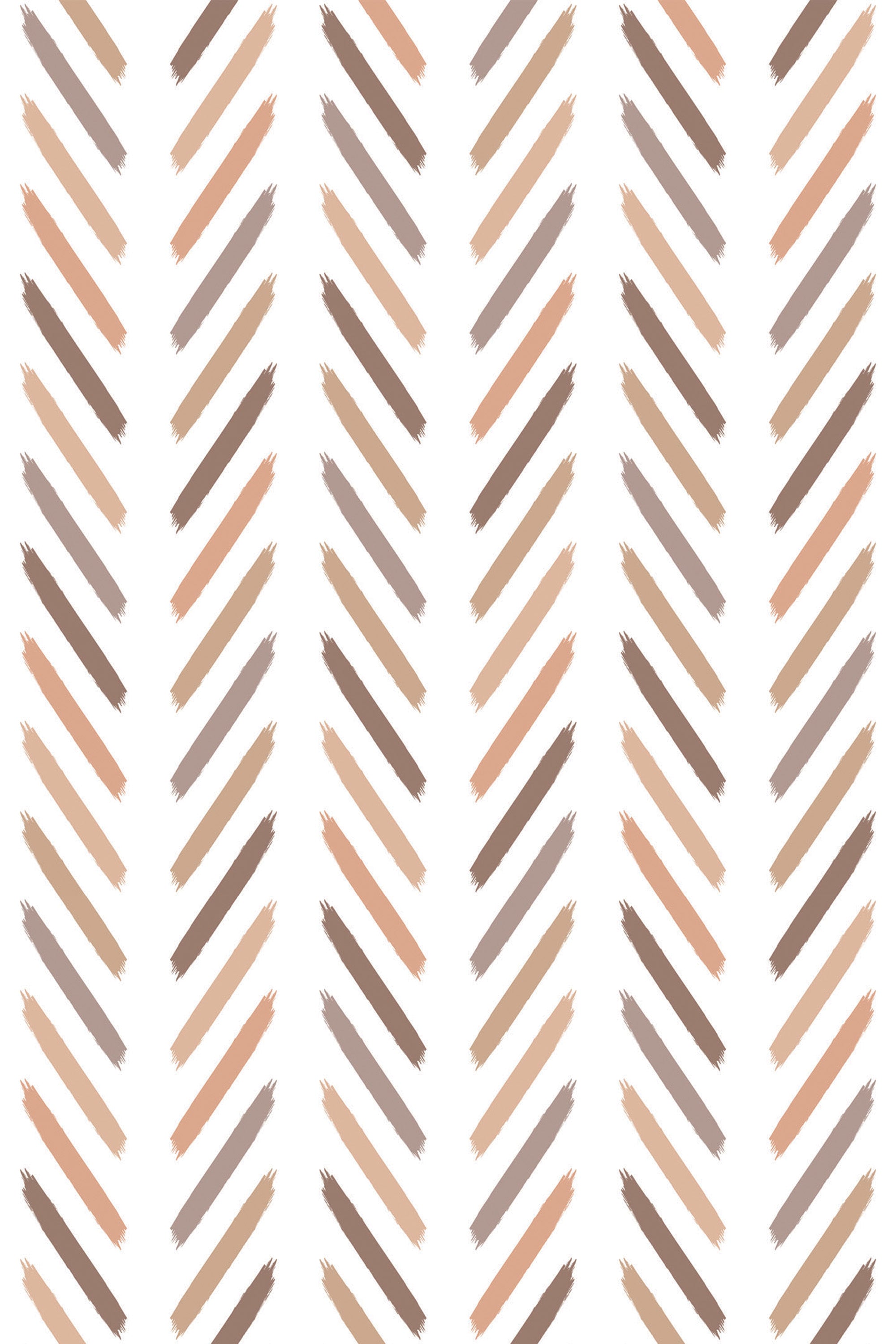 A Beige watercolor herringbone pattern with soft, diagonal brush strokes in varying shades of beige, brown, and tan on a white background, peel and stick removable wallpaper.