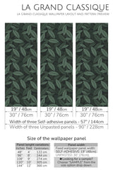 bold green leaf peel and stick wallpaper specifiation