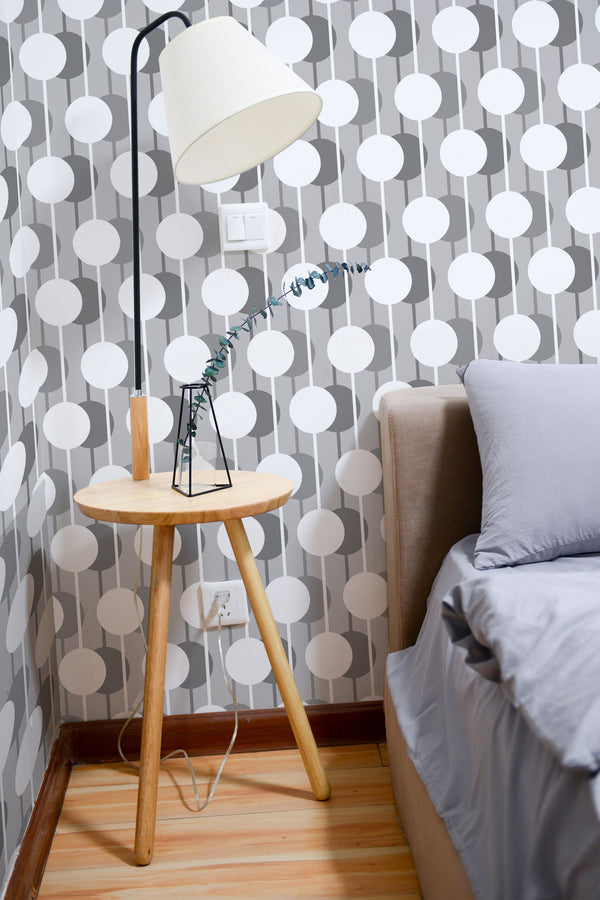 removable wallpaper 3d circle pattern bedroom accent wall simple interior