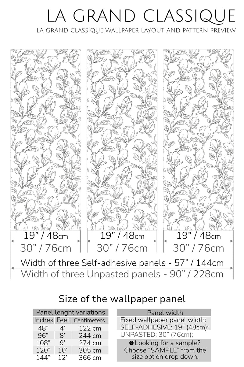 seamless minimal floral peel and stick wallpaper specifiation