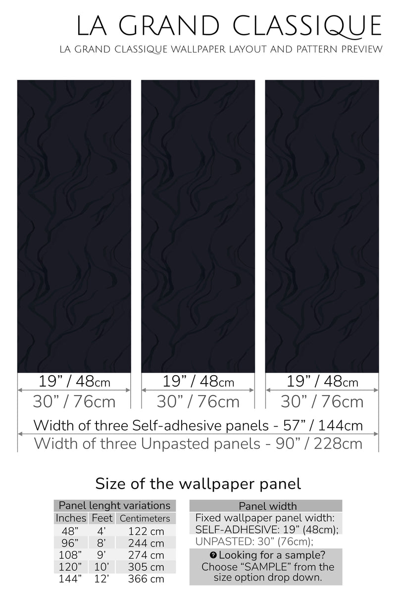 fancy black line peel and stick wallpaper specifiation