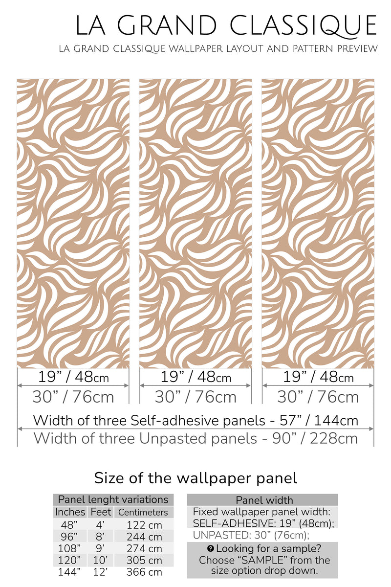 neutral abstract leaf peel and stick wallpaper specifiation