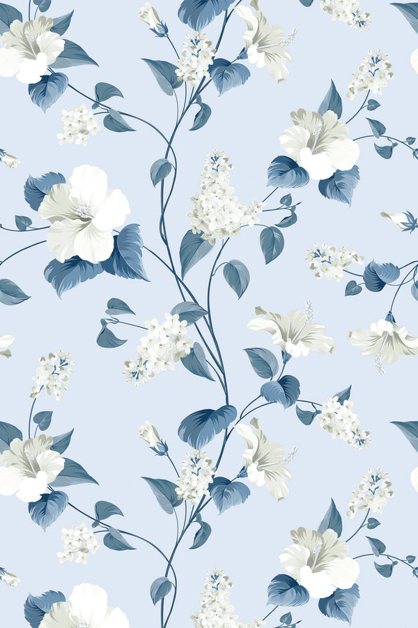 blue floral wallpaper pattern repeat