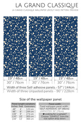 blue golden floral peel and stick wallpaper specifiation
