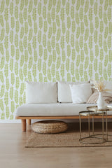 self stick wallpaper green leaf line pattern living room elegant sofa coffee table