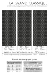 black geometric hexagon peel and stick wallpaper specifiation