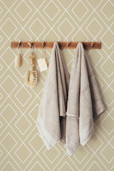 stick and peel wallpaper minimalist geometric pattern bathroom brush soap towel accessory wall