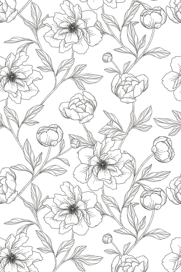 flower line art wallpaper pattern repeat