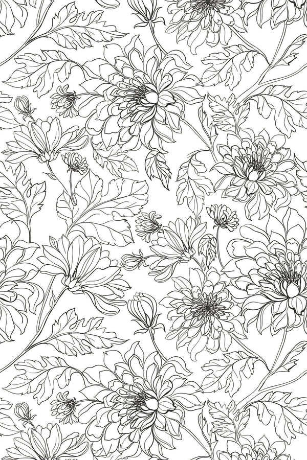 Vintage floral line art