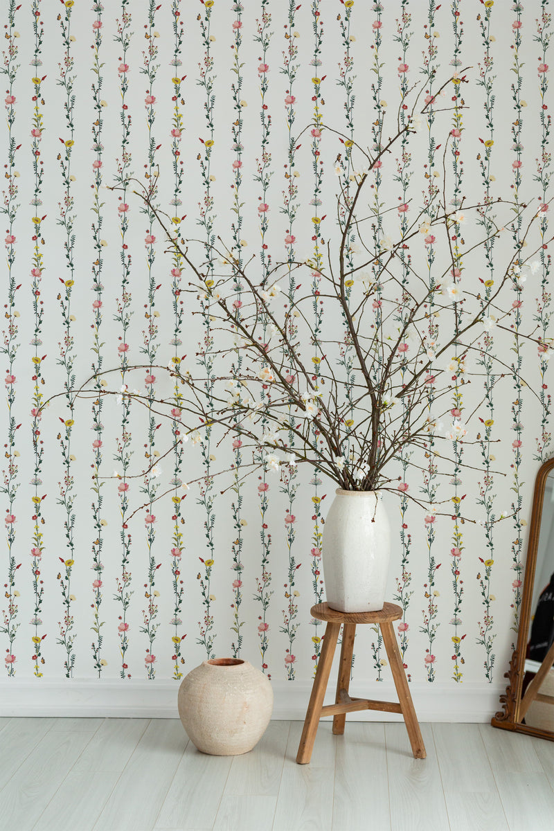 decorative plant vase wooden stool living room minimal floral line decor