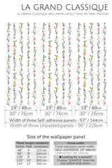 minimal floral line peel and stick wallpaper specifiation