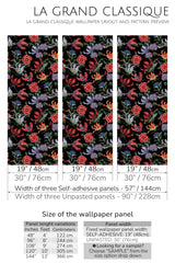 black magic floral peel and stick wallpaper specifiation