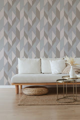 self stick wallpaper retro mosaic pattern living room elegant sofa coffee table