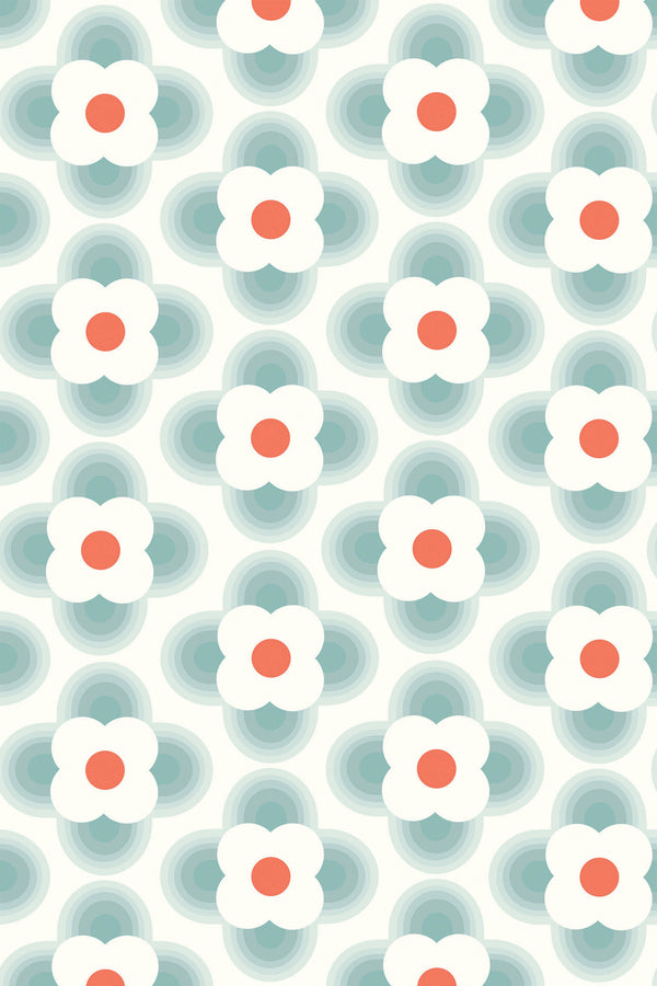 mid-century geometric flower wallpaper pattern repeat