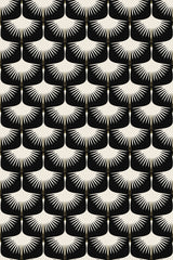 A repeating pattern of minimalist swan-like shapes in white against a black background. Peel and stick removable wallpaper.