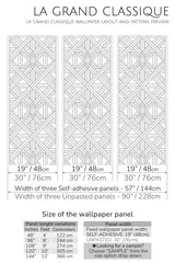 geometric art deco grid peel and stick wallpaper specifiation