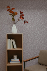 Self-adhesive wallpaper with a vintage simple floral design in light hues on a muted background, adding an elegant and subtle touch to the room.