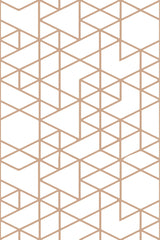 A repeating pattern of interconnected geometric triangles in a minimalist style. Thin, light brown lines create an abstract, intricate design on a white background. Perfect for modern and contemporary spaces. Peel and stick removable wallpaper.