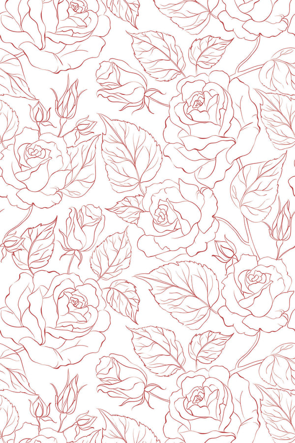 retro rose line art wallpaper pattern repeat