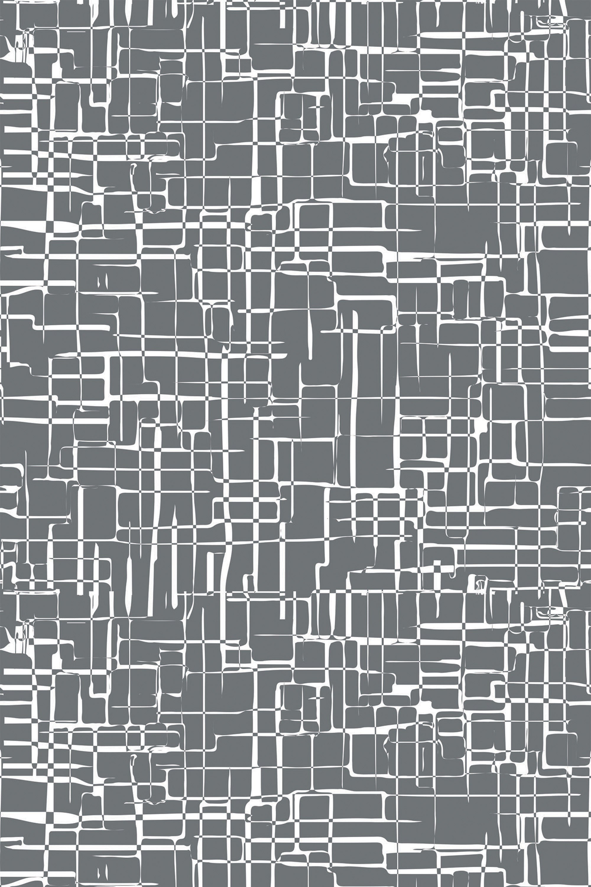 Abstract grid pattern with white irregular geometric lines on a dark gray background, giving a retro vintage feel. Peel and stick removable wallpaper.