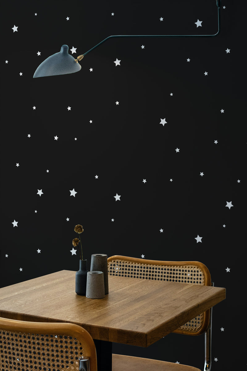 wooden dining table rattan chairs black star peel and stick wallpaper