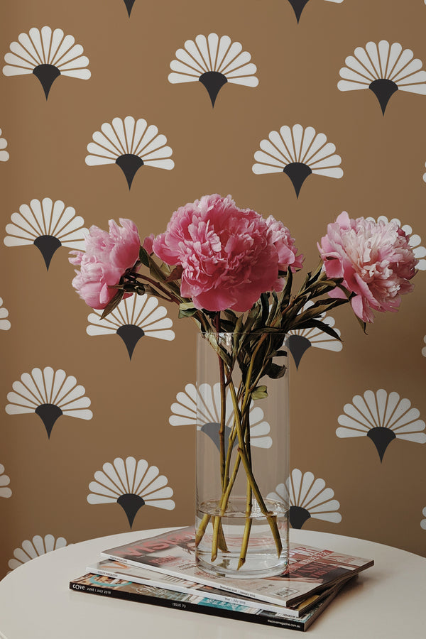 peonies magazines coffee table modern interior japanese floral wall paper peel and stick
