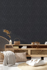 living room rattan furniture decorative plant black blue marble wall decor