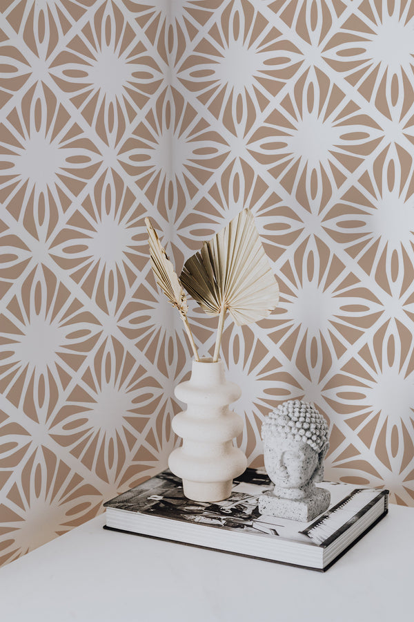 wallpaper for walls moroccan tile pattern modern sophisticated vase statue home decor