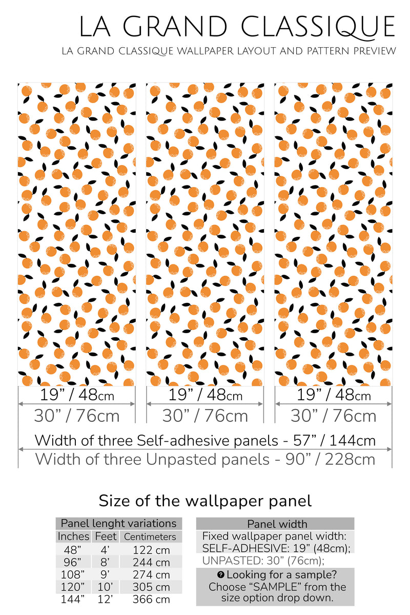 orange fruit peel and stick wallpaper specifiation
