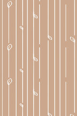 Striped pattern with thin white lines and whimsical loop accents on a tan background, peel and stick removable wallpaper.