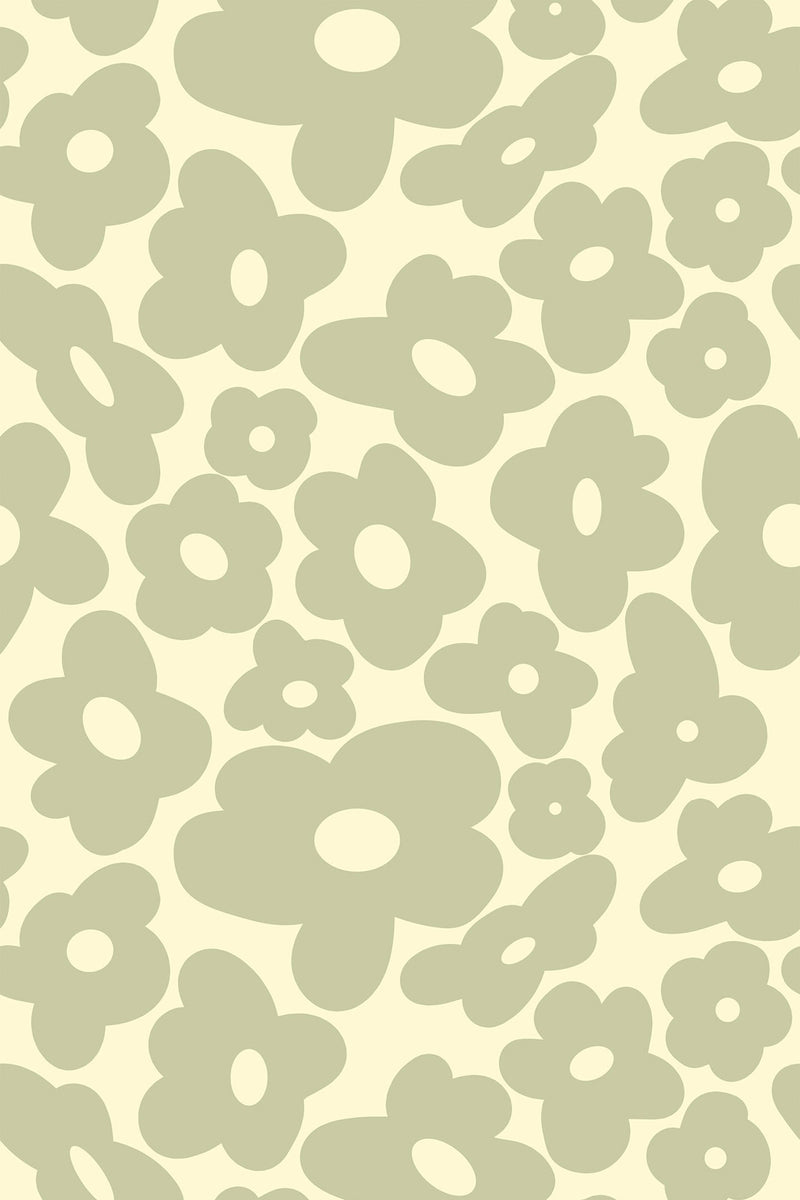 sage green floral wallpaper pattern repeat