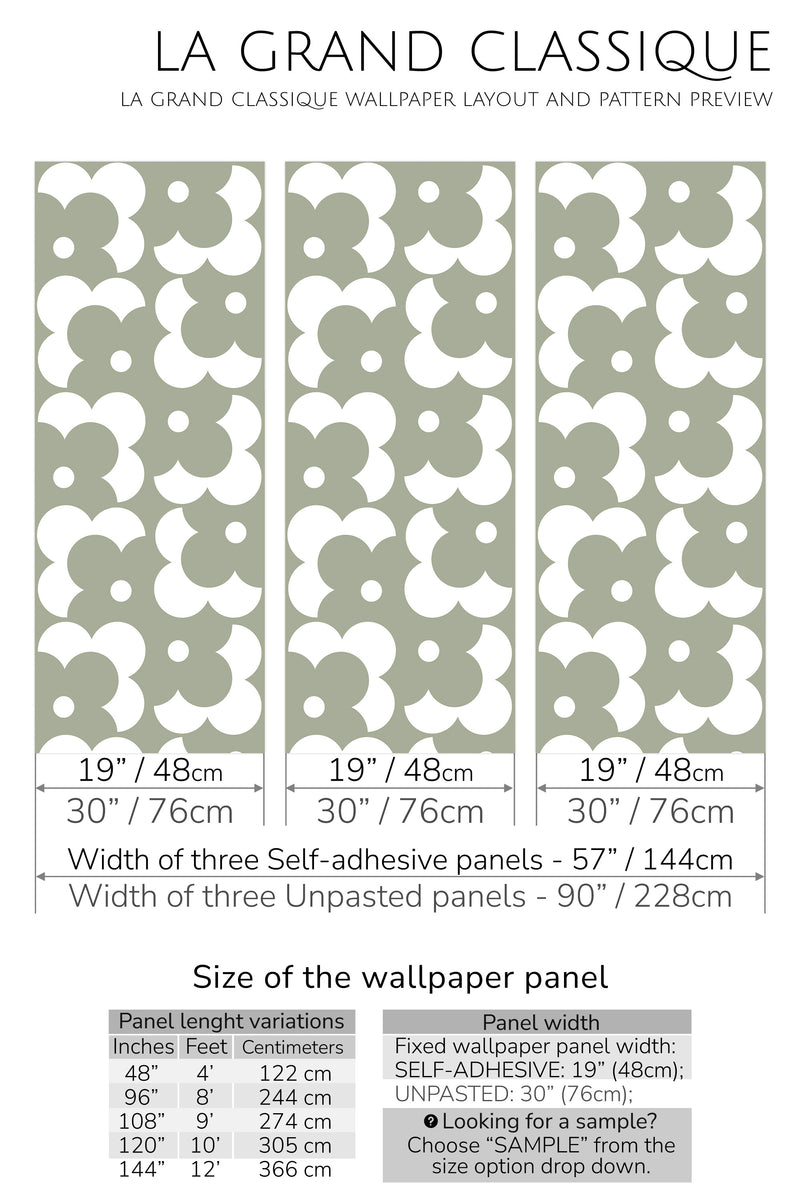 simple retro flower peel and stick wallpaper specifiation