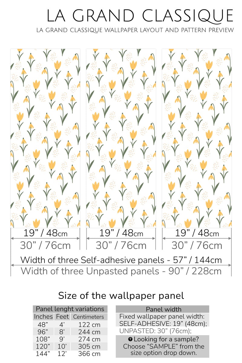 yellow tulip peel and stick wallpaper specifiation