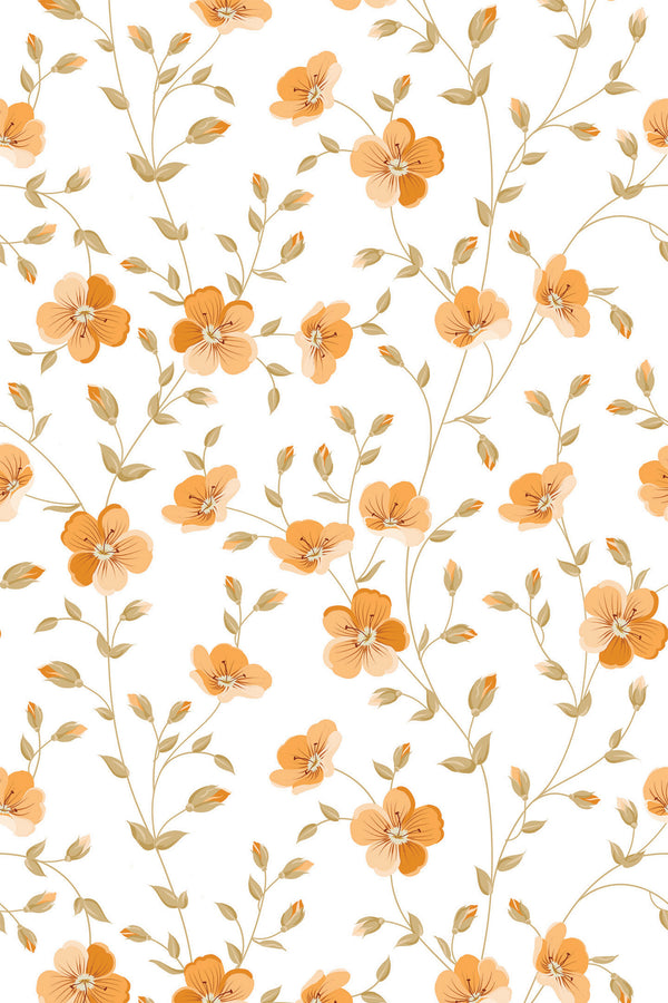 orange floral wallpaper pattern repeat