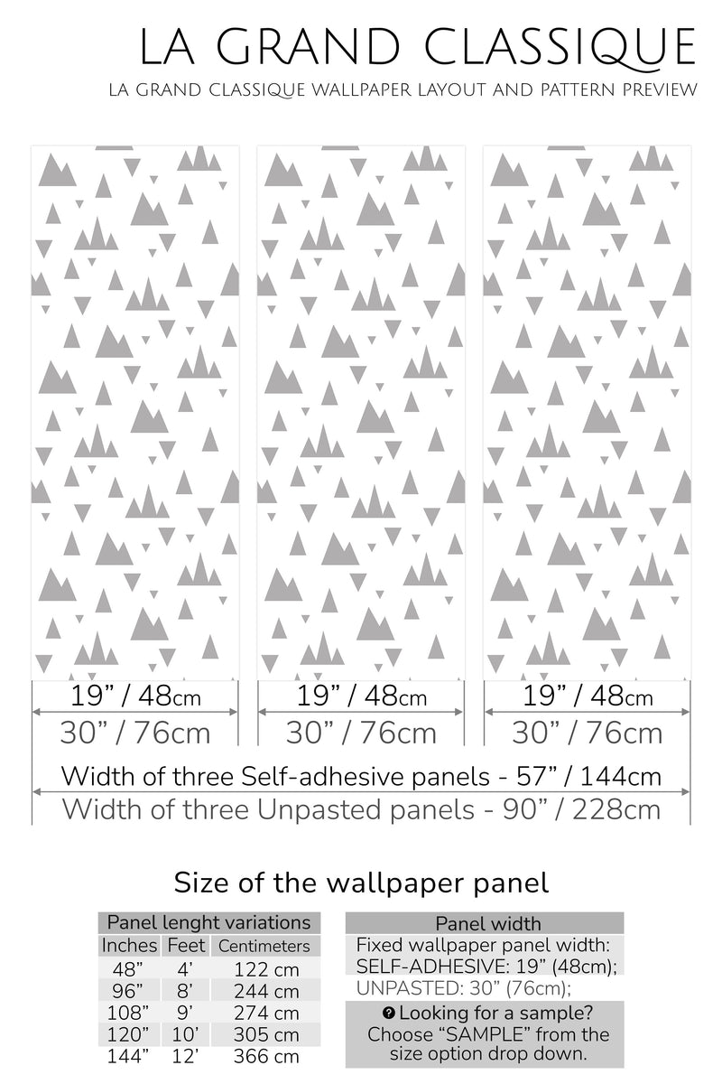 geometric mountain peel and stick wallpaper specifiation