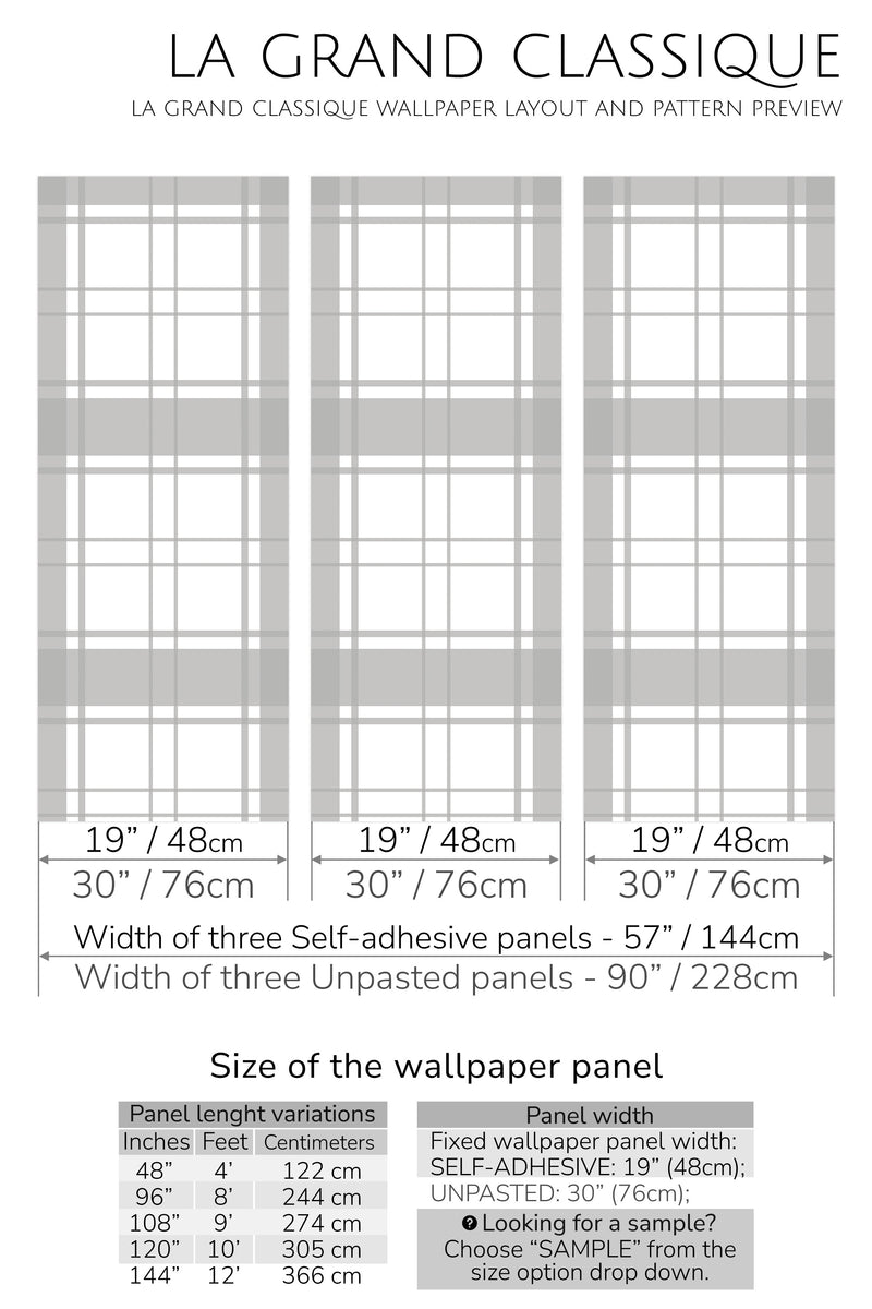 plaid squares peel and stick wallpaper specifiation