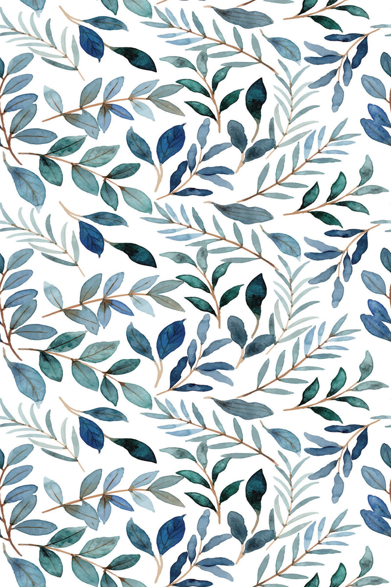 blue watercolor leaf wallpaper pattern repeat