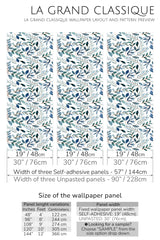 blue watercolor leaf peel and stick wallpaper specifiation